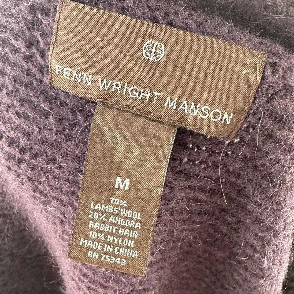 Fenn Wright Manson cardigan sweater M 70% lambswool 20% angora purple lagenlook